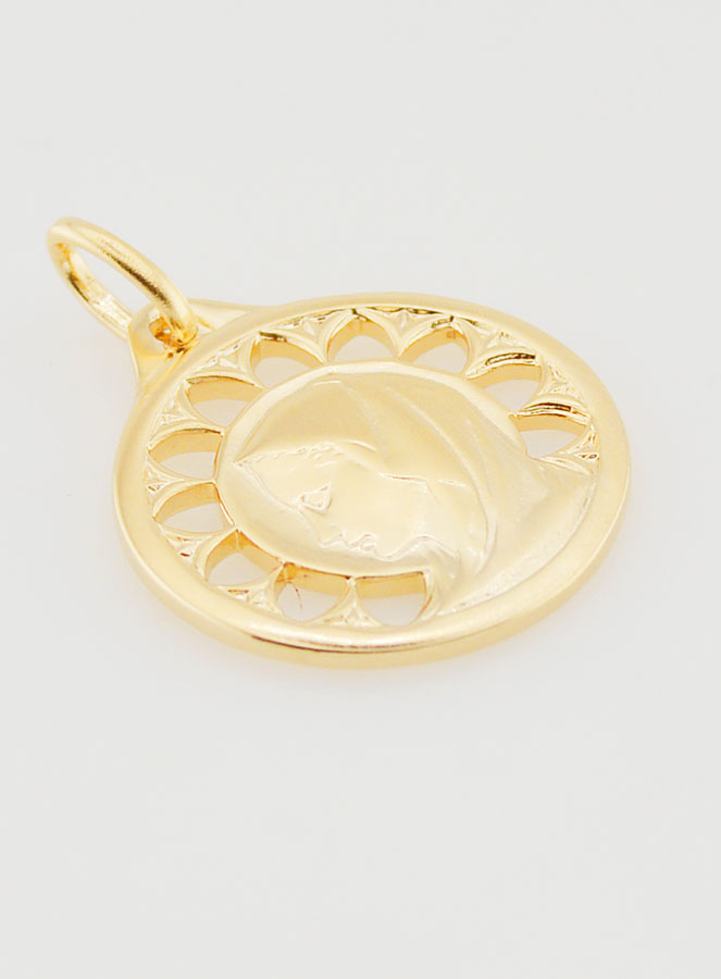 Medaglia Vergine Maria Traforata in Oro Placcato - 20mm (pic 3)