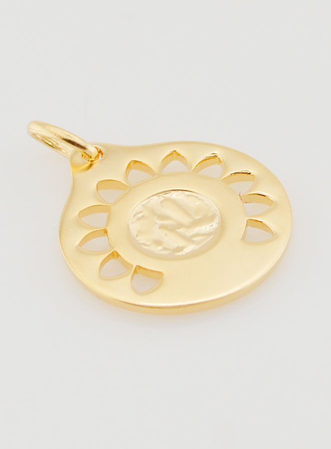 Medaglia Vergine Maria Traforata in Oro Placcato - 20mm (pic 4)