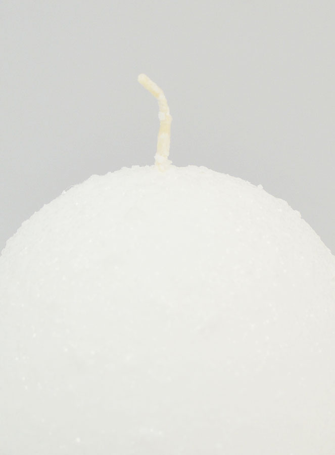 Candela di Natale Palla Ghiacciata 8cm - Bianca (pic 3)