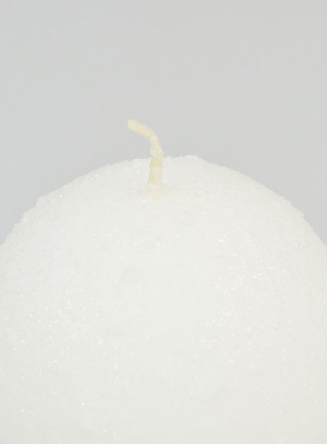 Candela di Natale Palla Ghiacciata 8cm - Bianca (pic 4)