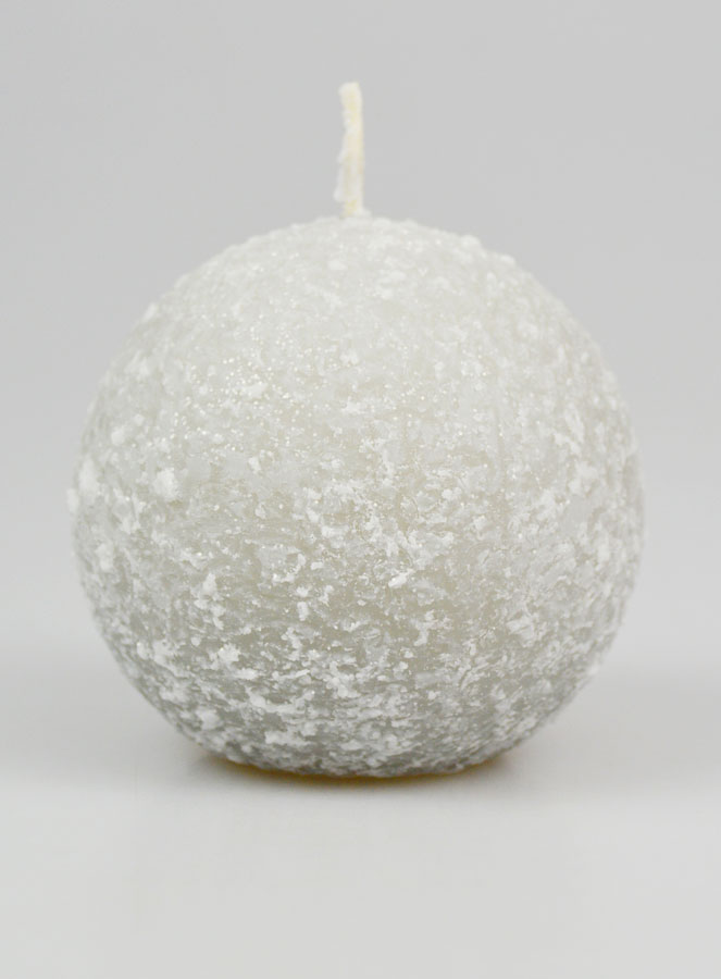 Candela di Natale Sfera Ghiacciata 8cm - Argento (pic 1)