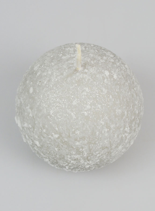 Candela di Natale Sfera Ghiacciata 8cm - Argento (pic 2)