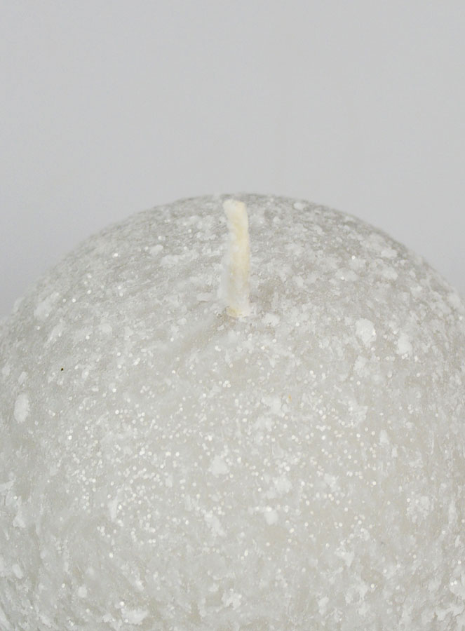 Candela di Natale Sfera Ghiacciata 8cm - Argento (pic 4)