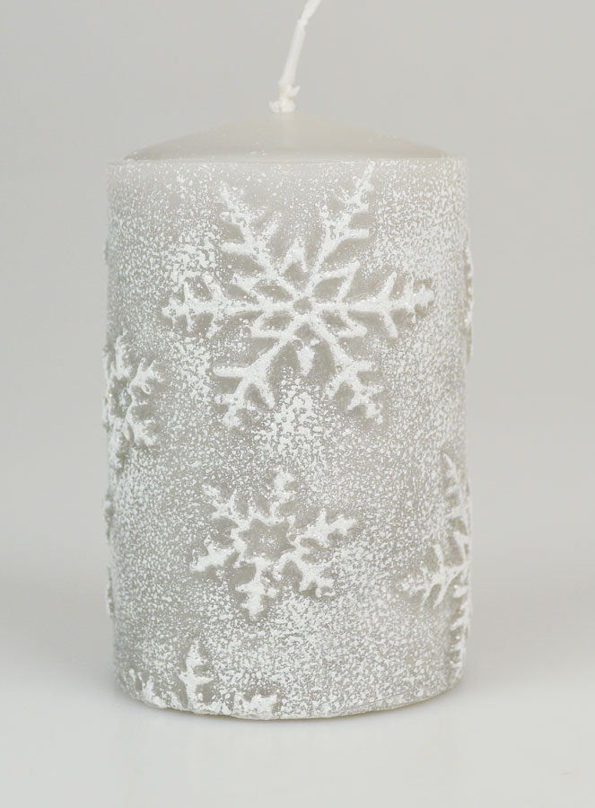 Candela Decorativa Cristalli di Neve - Argento (pic 1)
