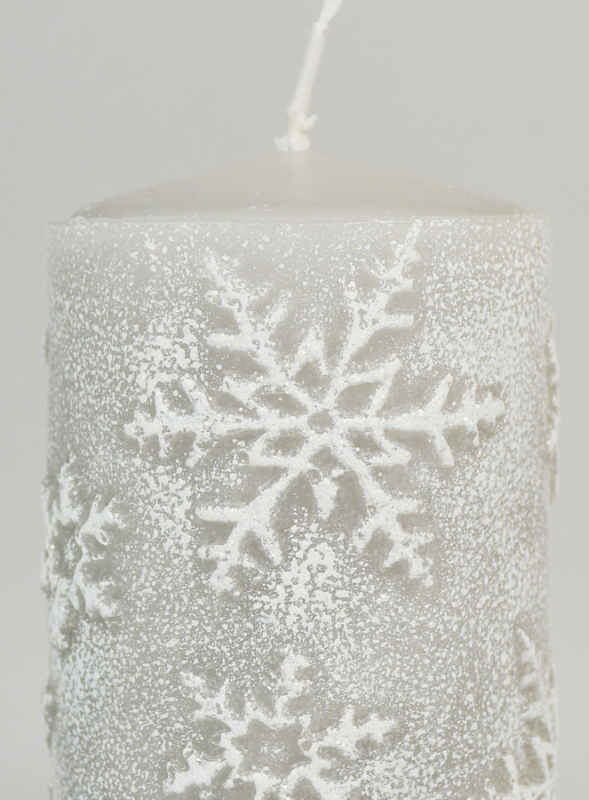 Candela Decorativa Cristalli di Neve - Argento (pic 3)