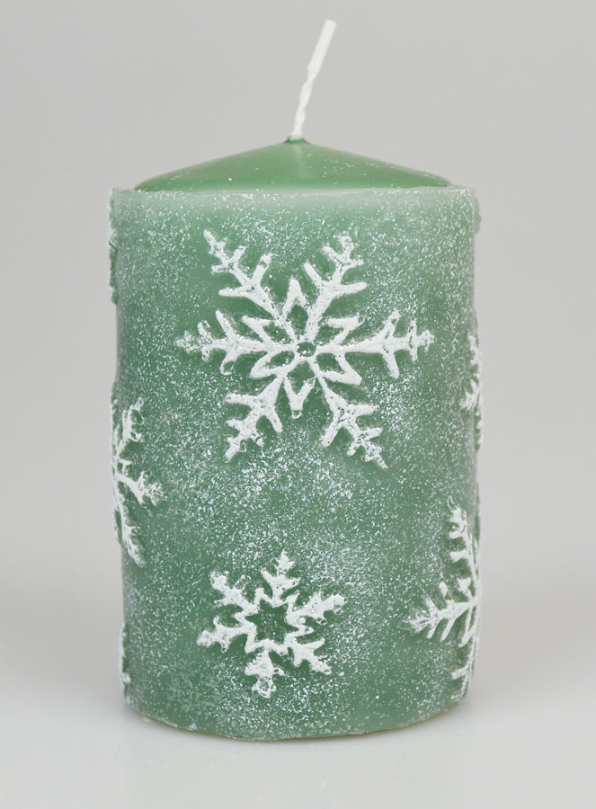 Candela Decorativa Cristalli di Neve - Verde Abete (pic 1)