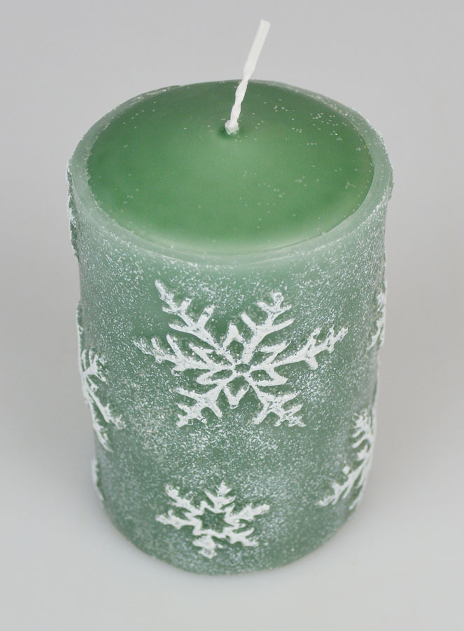 Candela Decorativa Cristalli di Neve - Verde Abete (pic 2)