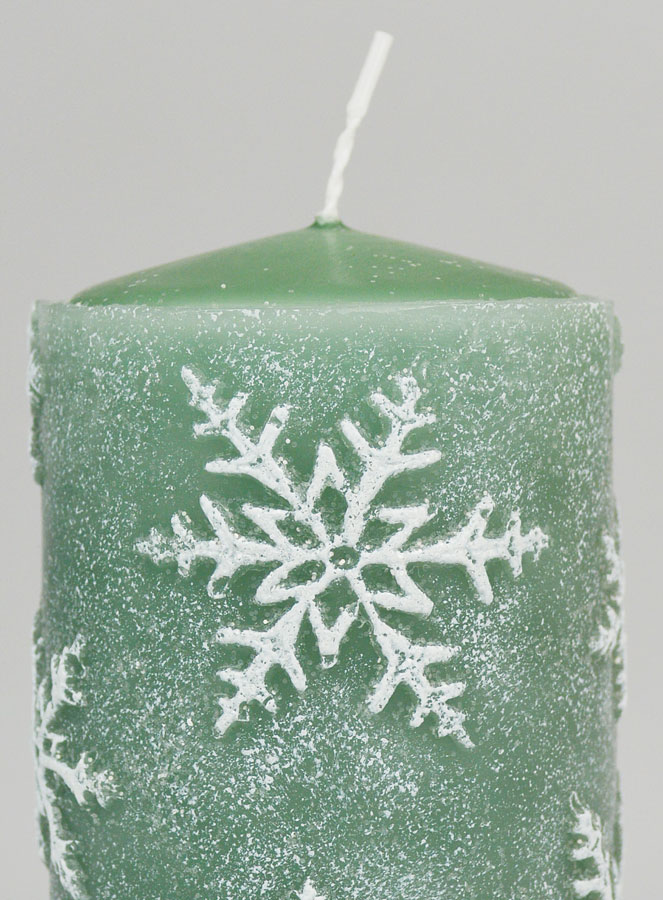 Candela Decorativa Cristalli di Neve - Verde Abete (pic 3)