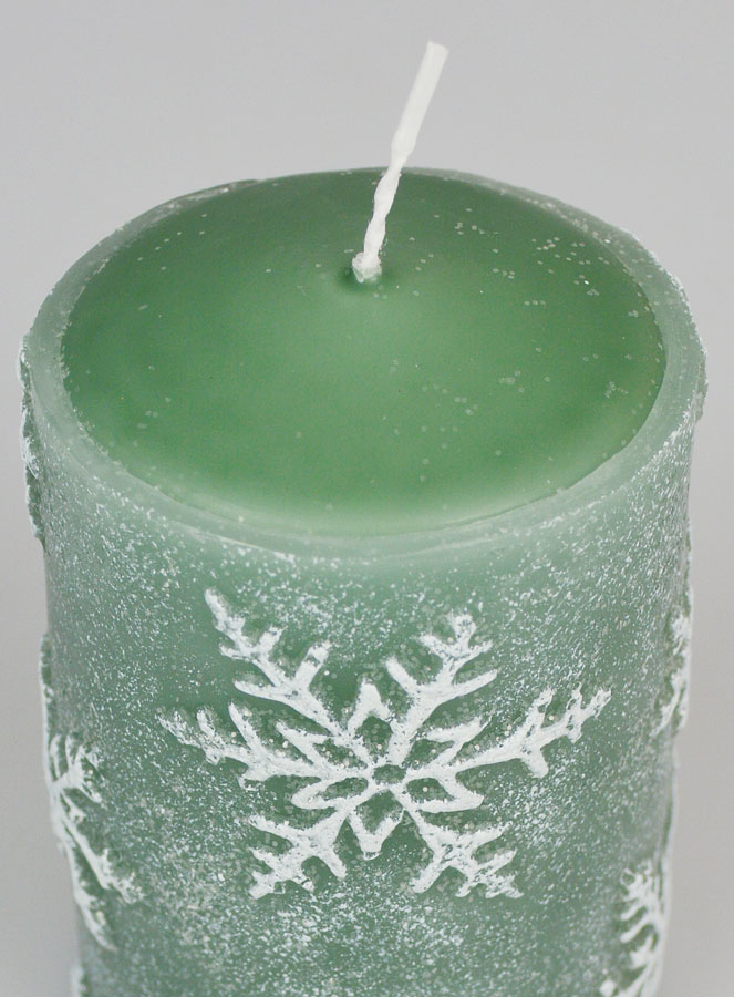 Candela Decorativa Cristalli di Neve - Verde Abete (pic 4)