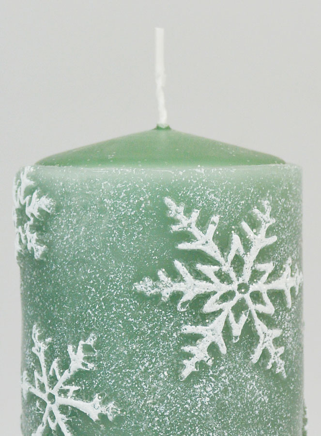 Candela di Natale Fiocchi di Neve - Verde Abete (pic 3)