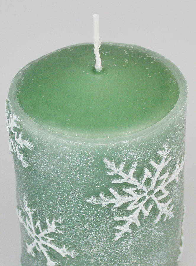 Candela di Natale Fiocchi di Neve - Verde Abete (pic 4)