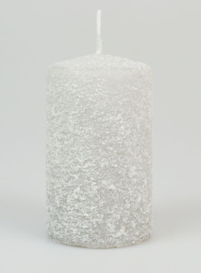 Candela di Natale Effetto Ghiacciato 10cm - Argento (pic 1)