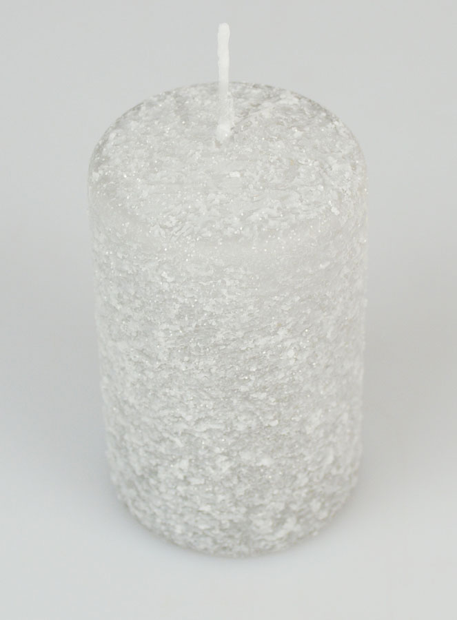 Candela di Natale Effetto Ghiacciato 10cm - Argento (pic 2)