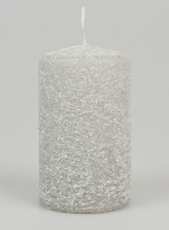 Candela Decorativa Effetto Ghiacciato 10cm - Argento (pic 1)