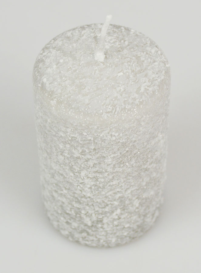 Candela Decorativa Effetto Ghiacciato 10cm - Argento (pic 2)