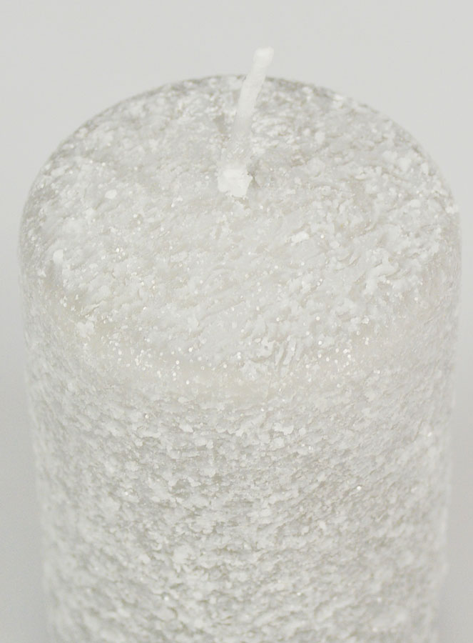 Candela Decorativa Effetto Ghiacciato 10cm - Argento (pic 4)