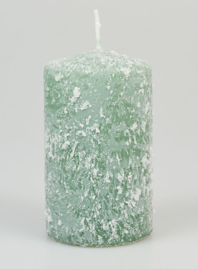 Candela Decorativa Effetto Ghiacciato 10cm - Verde Abete (pic 1)