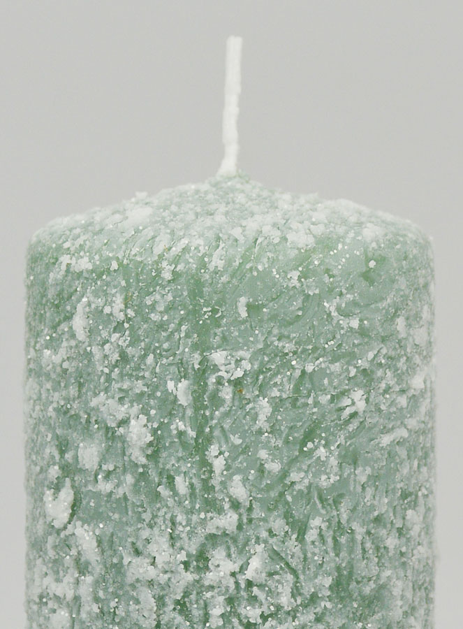 Candela di Natale Effetto Ghiacciato 10cm - Verde Abete (pic 3)