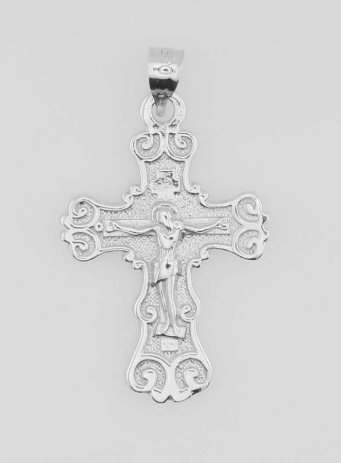 Pendente Croce Larga Arabesco in Argento - 20 mm (pic 1)