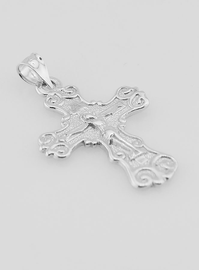 Pendente Croce Larga Arabesco in Argento - 20 mm (pic 3)