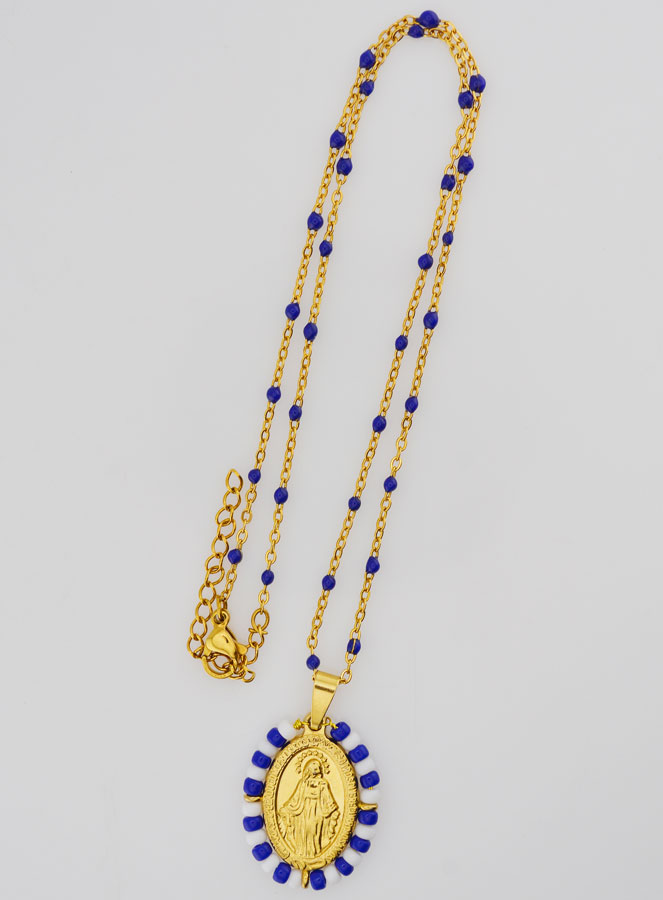 Collana Religiosa Perlata & Medaglia Miracolosa Marinière (pic 2)