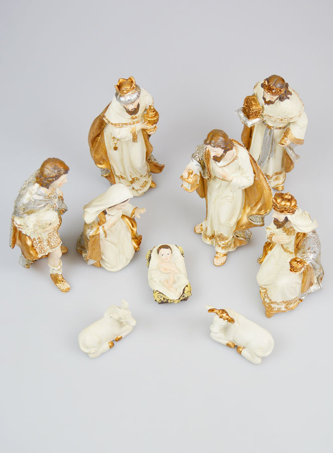 Presepe di Natale 9 Soggetti Beige & Oro (pic 2)