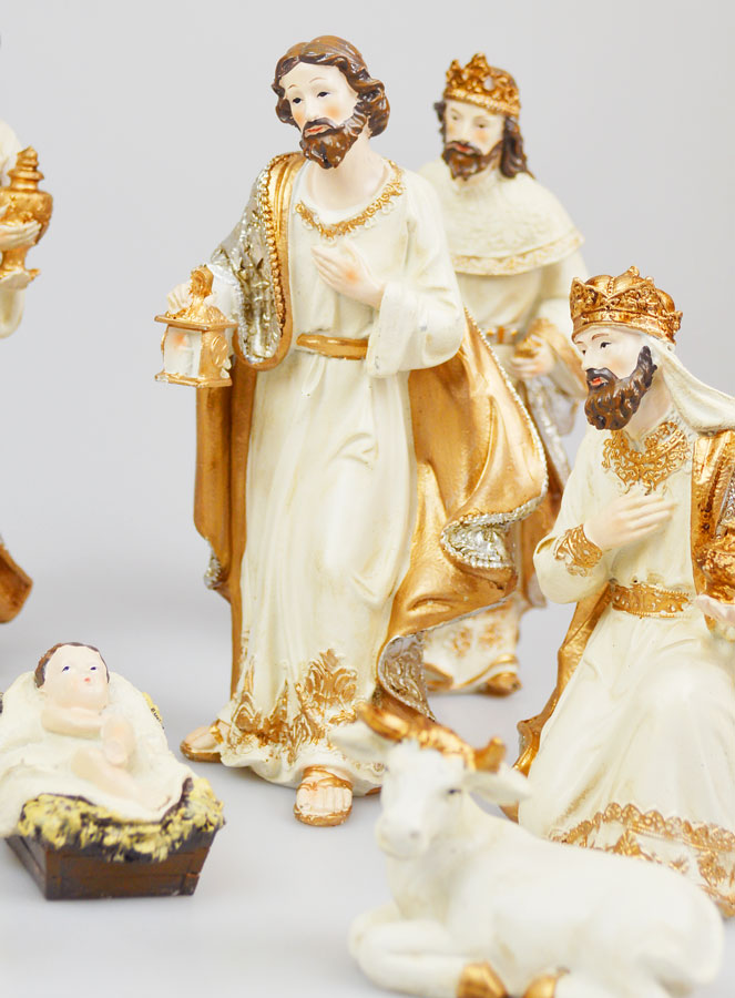 Presepe di Natale 9 Soggetti Beige & Oro (pic 3)