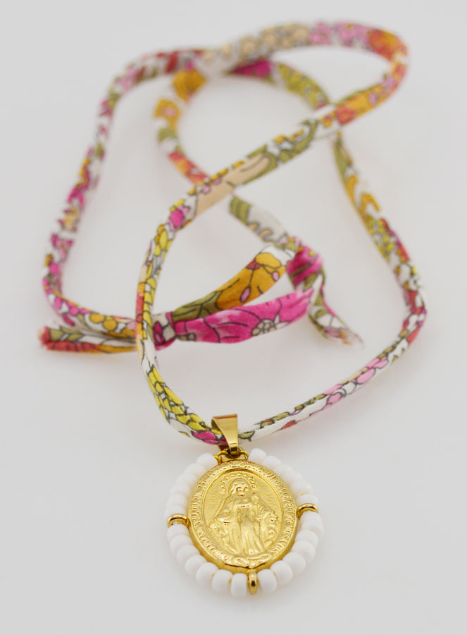 Collana Religiosa con Cordoncino Liberty - Medaglia Miracolosa Perlata (pic 3)