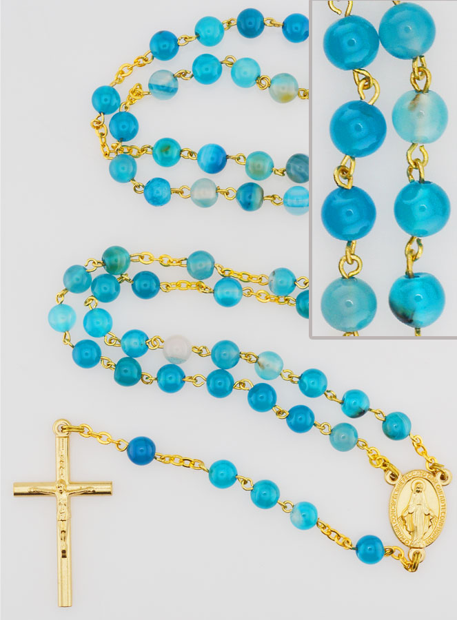 Chapelet Vierge Miraculeuse en Perles d'Agate (pic 1)