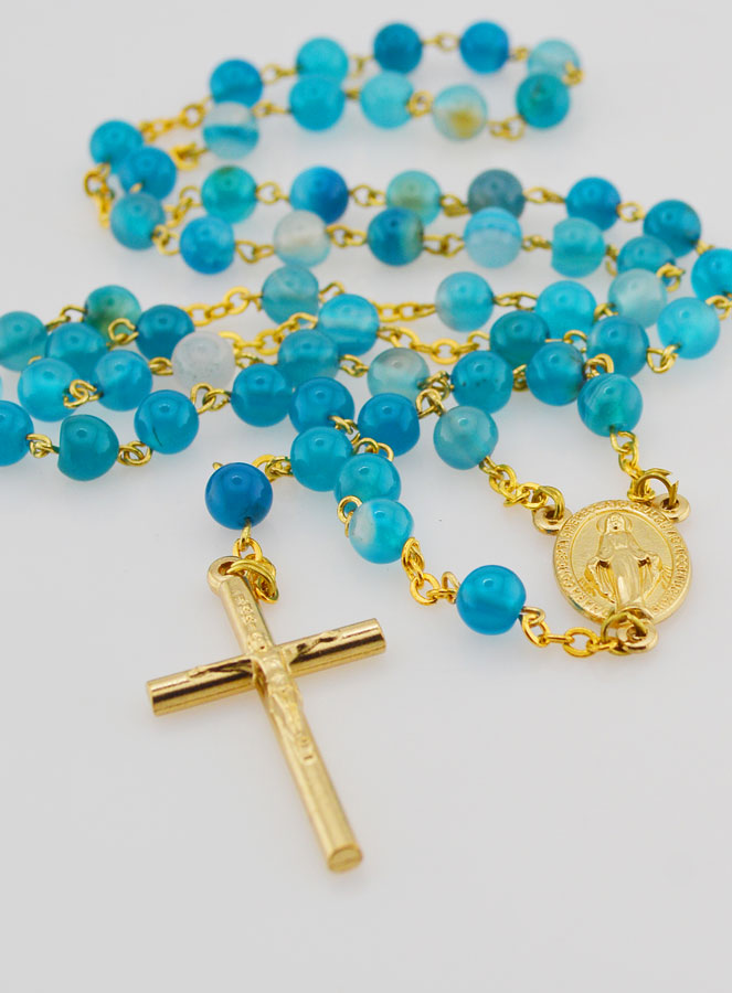 Chapelet Vierge Miraculeuse en Perles d'Agate (pic 2)
