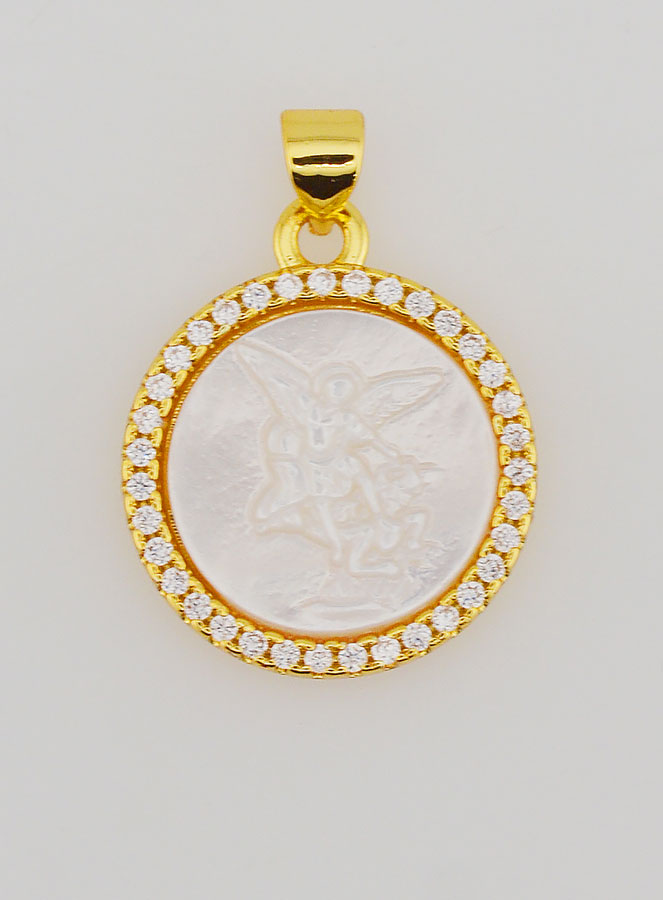 Medaglia San Michele in Ottone e Madreperla - 22 mm (pic 1)