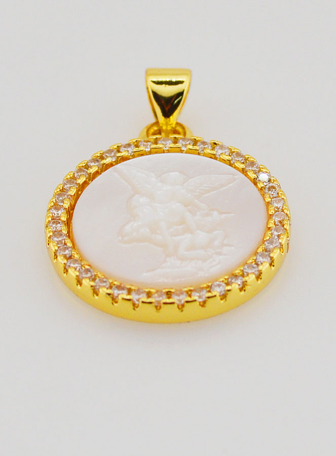 Medaglia San Michele in Ottone e Madreperla - 22 mm (pic 2)