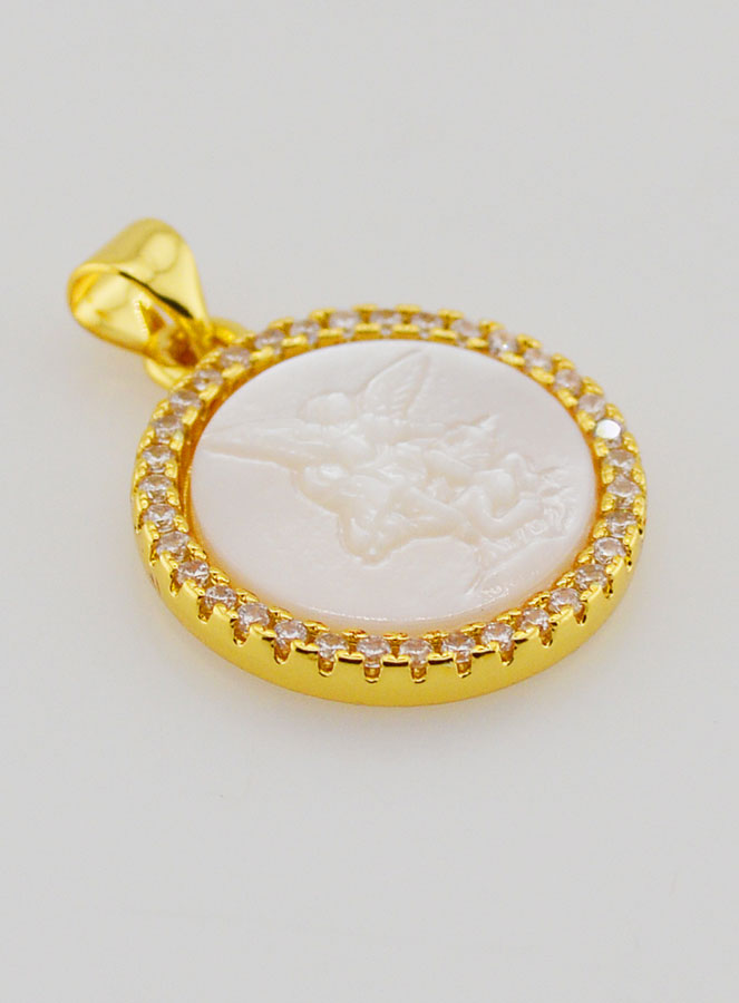 Medaglia San Michele in Ottone e Madreperla - 22 mm (pic 3)