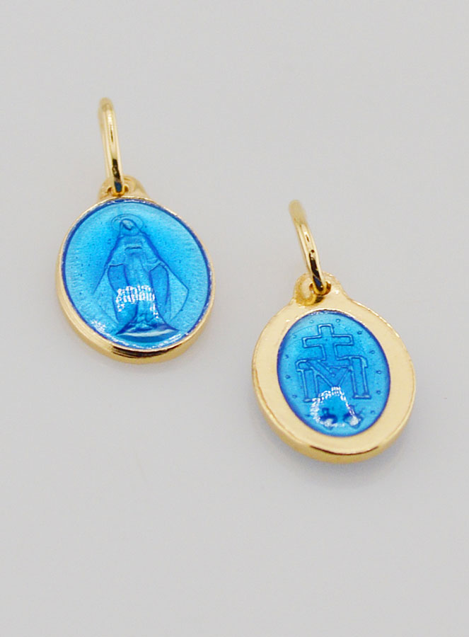Medaglia Miracolosa in Argento Dorato & Smalto Blu (pic 2)