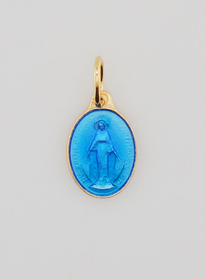 Medaglia Miracolosa in Argento Dorato & Smalto Blu (pic 3)