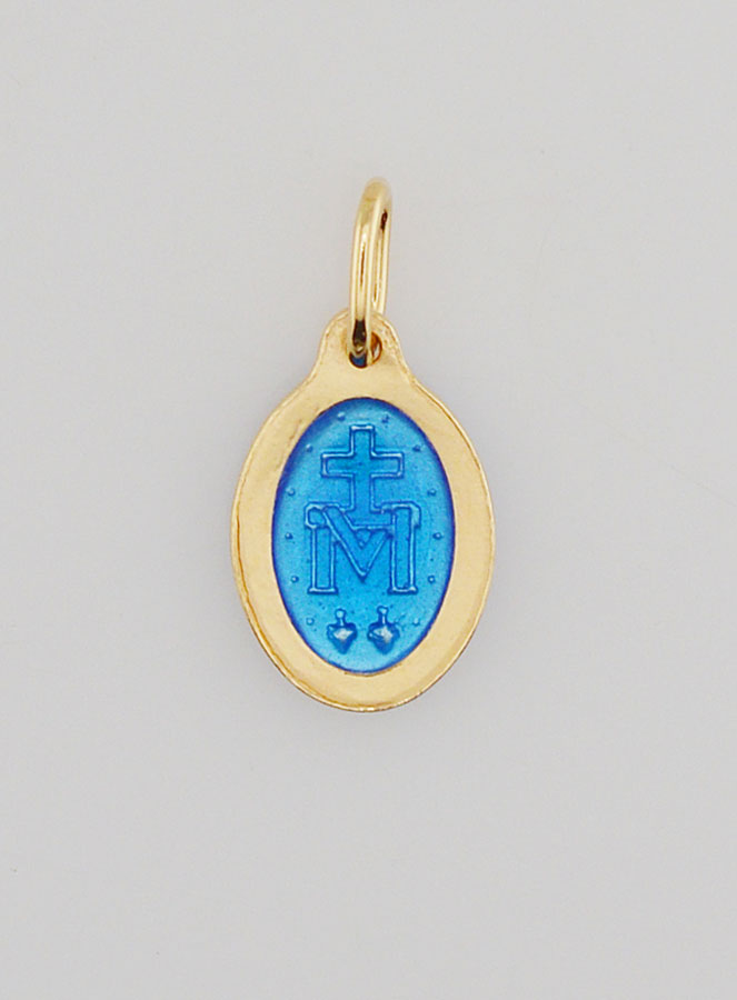 Medaglia Miracolosa in Argento Dorato & Smalto Blu (pic 4)