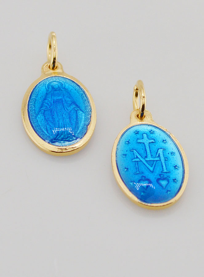 Medaglia Miracolosa in Argento Dorato e Smalto 17 mm (pic 2)