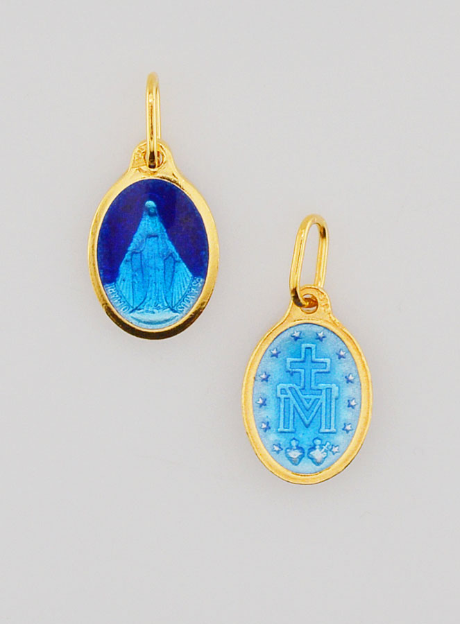 Medaglia Miracolosa Argento Dorato & Smalto 2 Toni - 10 mm (pic 1)