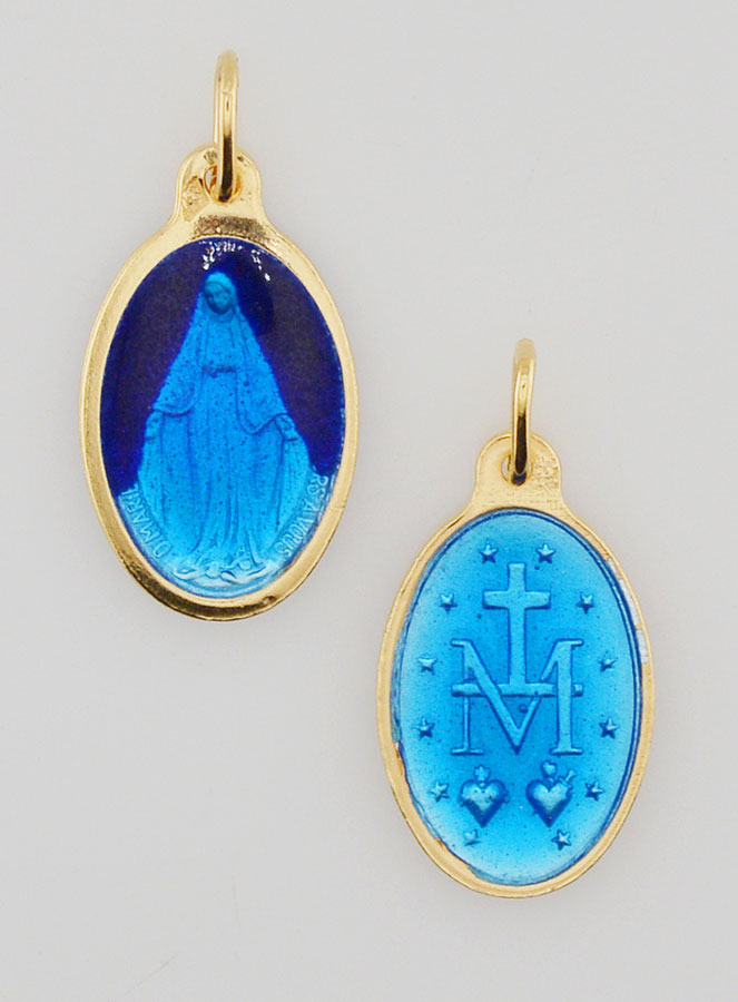 Medaglia Miracolosa in Argento Dorato e Smalto a 2 Toni - 17 mm (pic 1)
