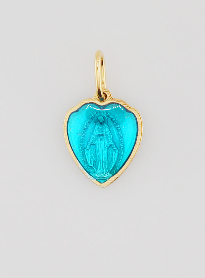 Medaglia Miracolosa Blu a Forma di Cuore – 10 mm (pic 1)