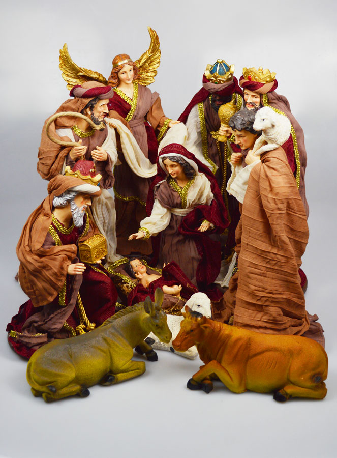 Grande Presepe di Natale 11 Personaggi con Stoffa - 40 cm (pic 1)