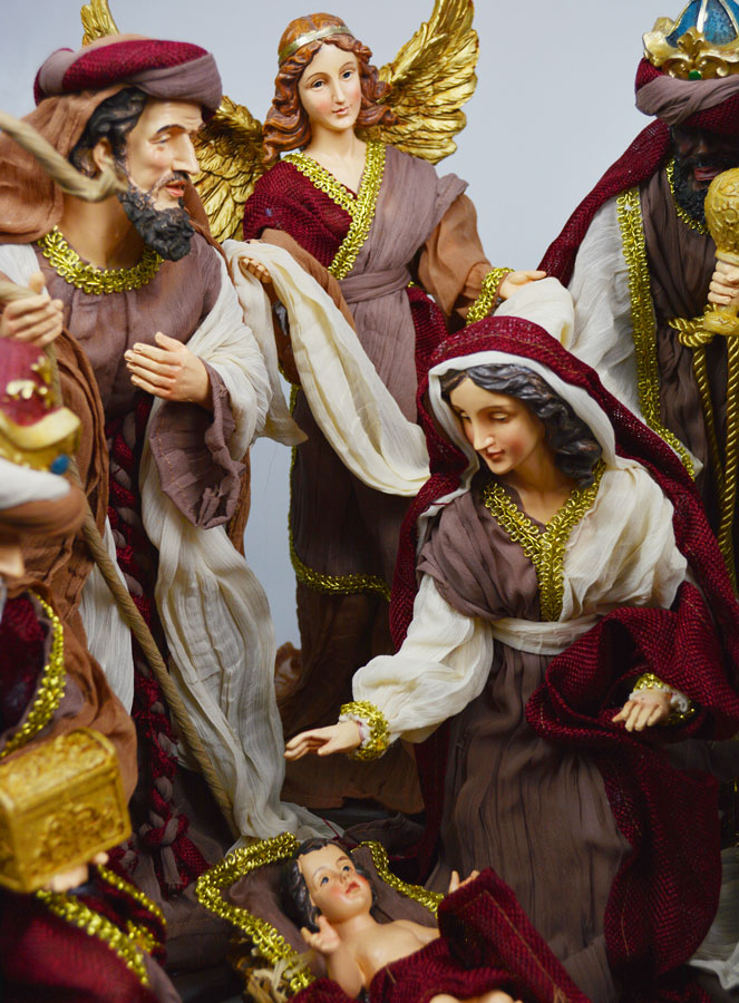 Grande Presepe di Natale 11 Personaggi con Stoffa - 40 cm (pic 4)