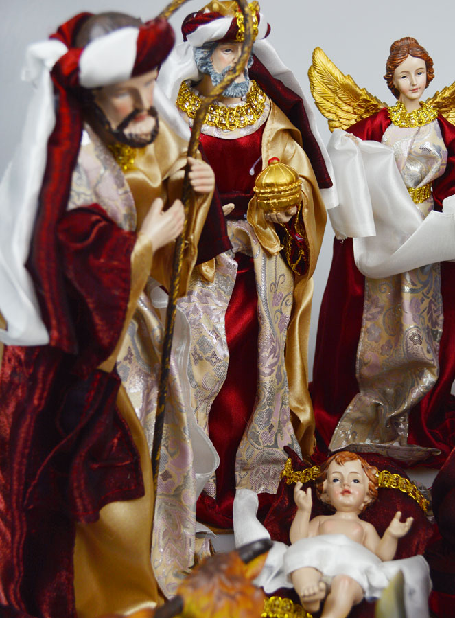 Presepe di Natale 11 Personaggi con Stoffa - 34cm (pic 3)