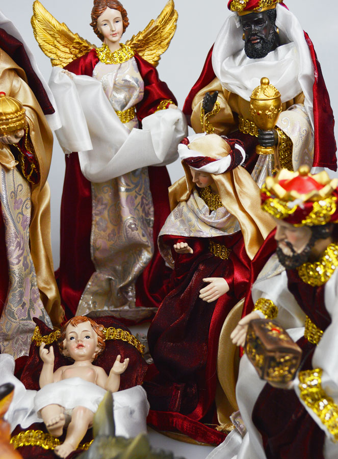 Presepe di Natale 11 Personaggi con Stoffa - 34cm (pic 4)