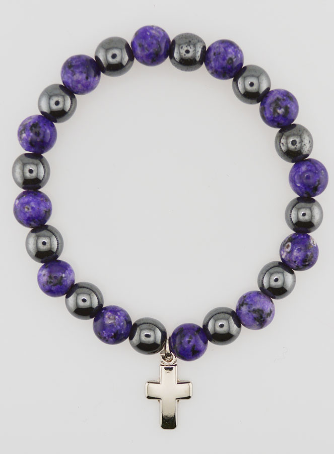 Bracciale con Croce - Ematite & Charoite (pic 1)