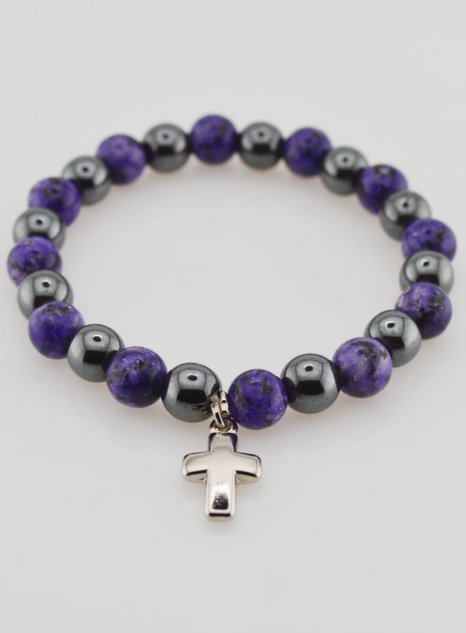 Bracciale con Croce - Ematite & Charoite (pic 2)
