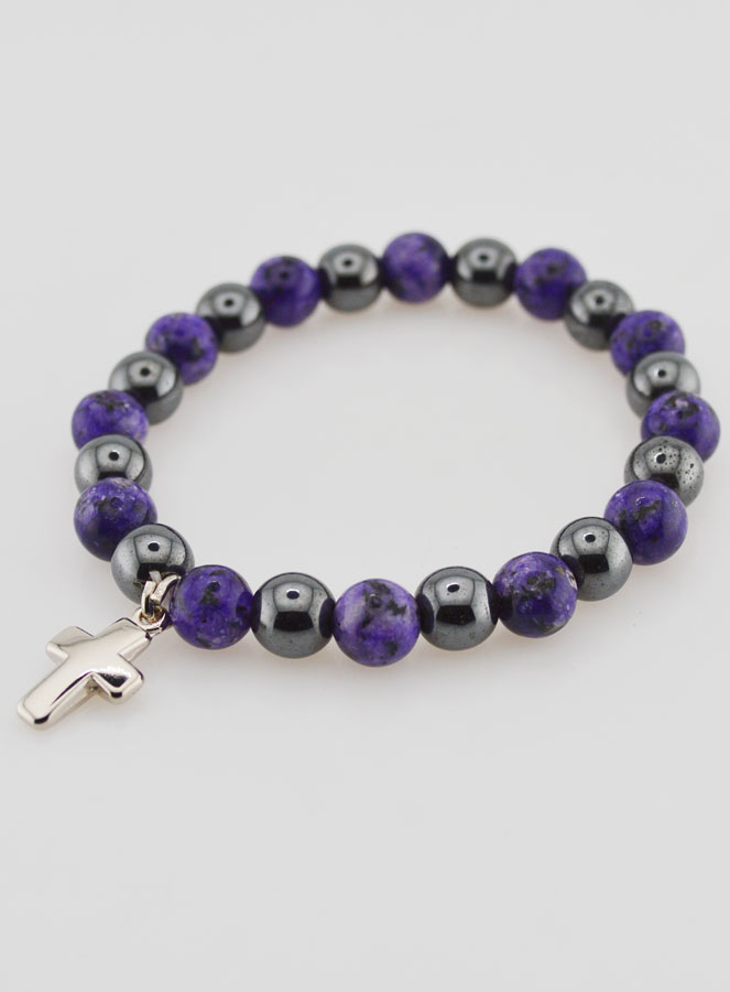 Bracciale con Croce - Ematite & Charoite (pic 3)