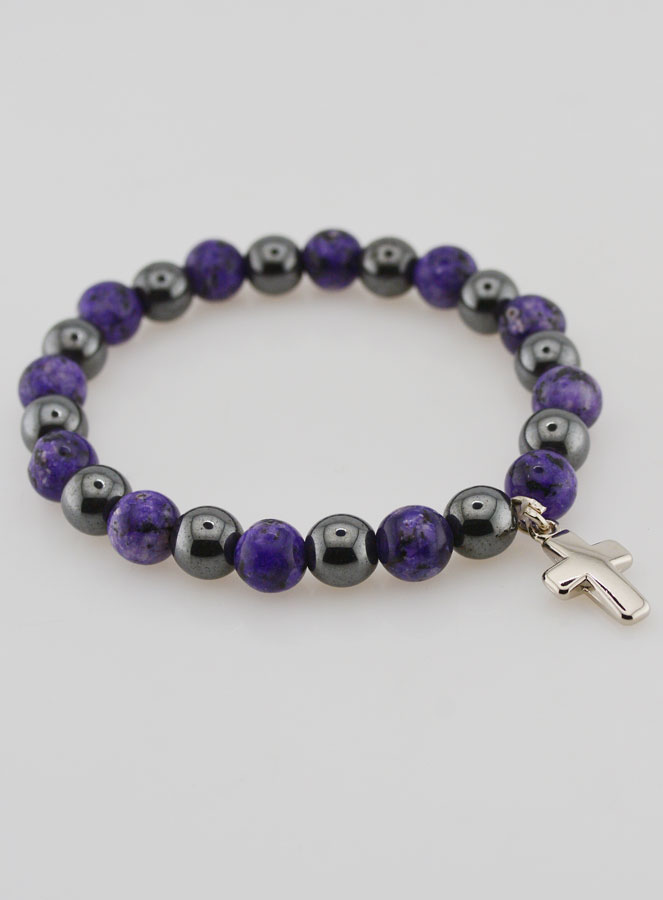 Bracciale con Croce - Ematite & Charoite (pic 4)