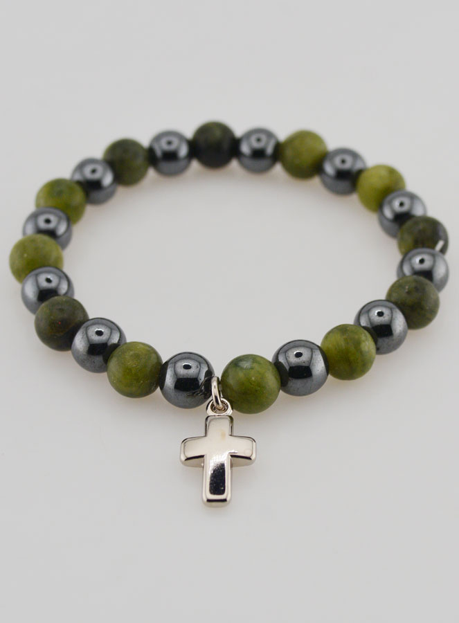 Bracciale in Pietre Naturali di Vésuvianite & Ematite (pic 2)