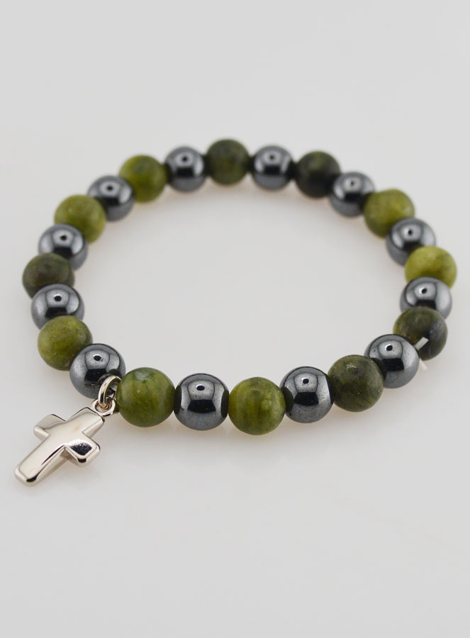 Bracciale in Pietre Naturali di Vésuvianite & Ematite (pic 3)